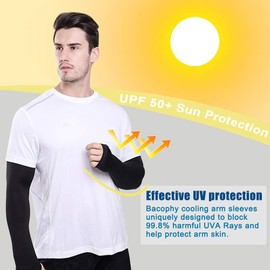 Bacophy 3 Pairs Arm Sleeves with Thumb Holes Women Men UV Protection Cooling, UPF 50 Compression Long Arm Cover