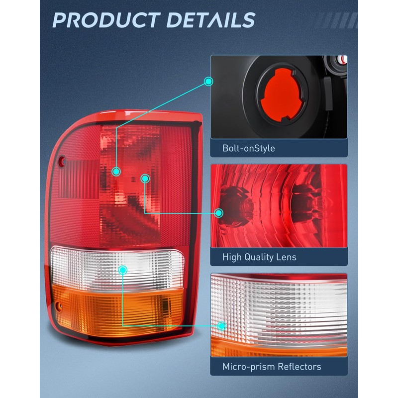 Nilight Taillight Assembly for 1993 1994 1995 1996 1997 Ford