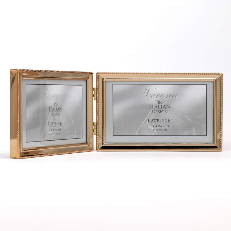 Lawrence Frames Classic Bead Picture Frame, 6x4 Double, Gold