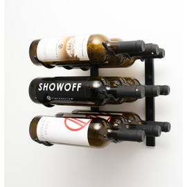 VintageView W Series Wine Rack 1-9 Bottle Wall Mounted Wine Rack (Satin Black) Stylish Modern Wine Storage with Label Forward Design