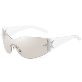 Eiuizah Y2k Sunglasses for Women Men Shield Wrap Around Fashion Sunglasses Trendy Oversized Frameless Sun Glasses