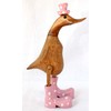 dekoundmeer Wooden Duck 25cm Handmade with Pink Boots and Hat