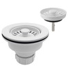 3-1/2 Inch Polymer White Sink Drain Assembly with Basket Strainer