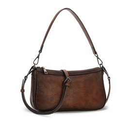 Iswee Small Leather Crossbody Bags for Women Shoulder Bag Leather Purse and Handbags Mini Tote Bag Satchel Womens Crossbody Purse Hobo Pocketbooks (Coffee)