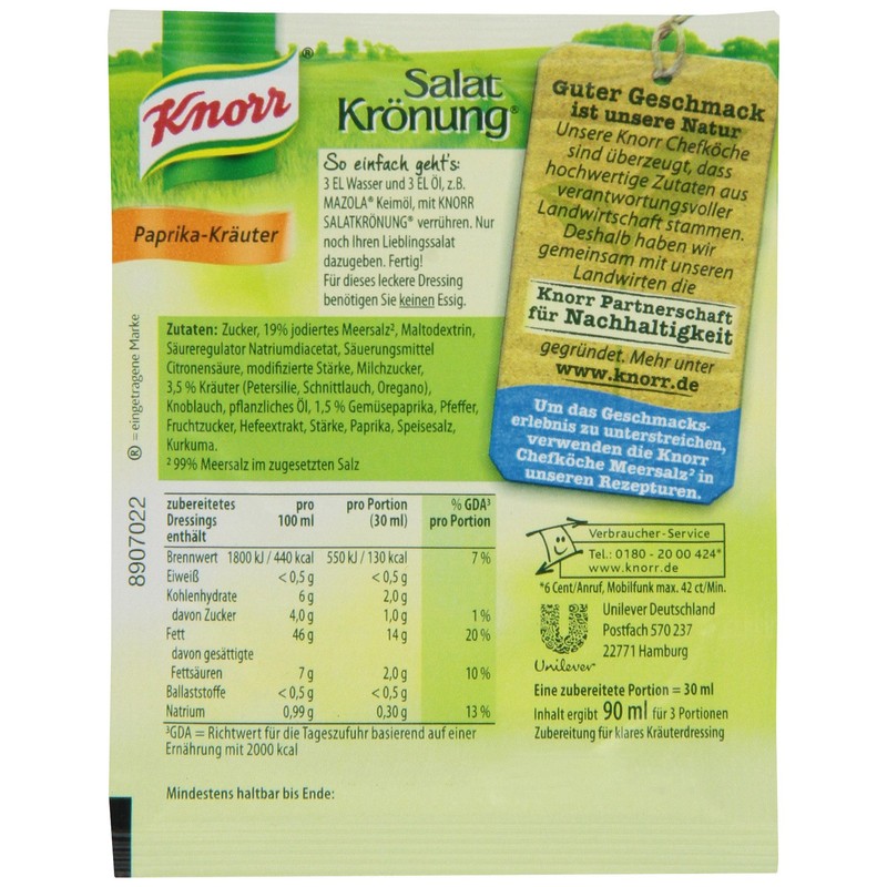 Knorr Salat Kronung Paprika-Krauter (Salad Herbs with Paprika), 5 Count