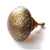 Set of 6 Brass Grey Cabinet Knobs - Kitchen Cabinet