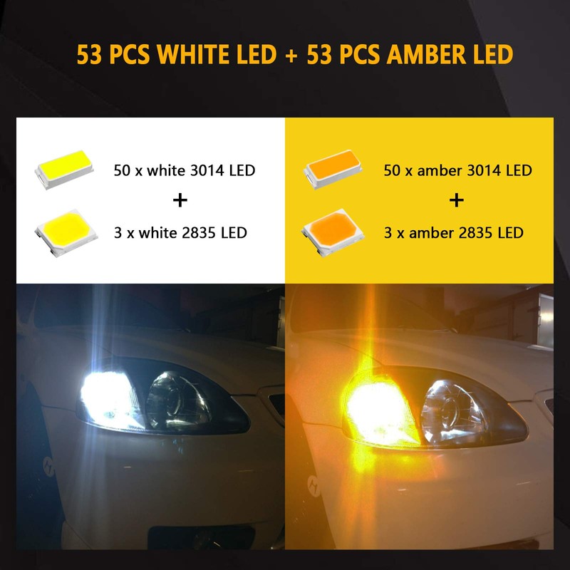 PHINLION Super Bright White Amber Dual Color Switchback 3157 3155
