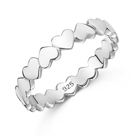 Materia Heart Ring 925 Silver - Silver Ring Thin Love Jewellery for Women Girls Size 51 54 57 58 60 62 in Case SR-74, Silver, No Gemstone