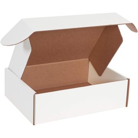 BOX USA 13" L x 10" W x 4" H Corrugated Cardboard Deluxe Literature Shipping Mailer, White, Tab Lock, Easy to Fold Mailer for Packaging and Shipping (Pack of 50)