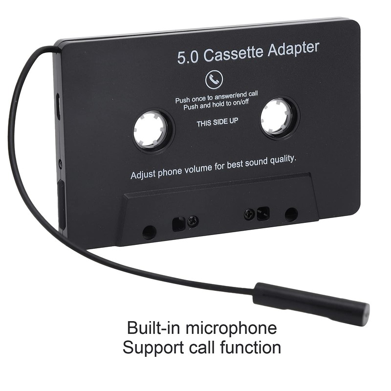 Bluetooth Cassette Adapter, Built‑in Microphone Bluetooth 5.0 MP3 Player LED