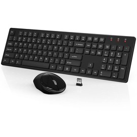 SABLUTE Wireless Keyboard and Mouse, Full-Size Wireless Mouse and Keyboard Combo, 2.4GHz Silent USB Wireless Keyboard Mouse Combo for PC Desktops Computer, Laptops, Windows - Color: Black