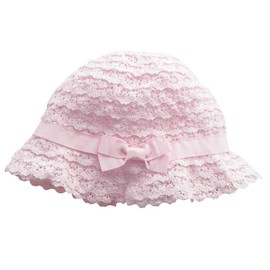 Cotton Lace Breathable Foldable UV Protection Bucket Sun Hat Summer Outdoor Beach Princess Cap for Toddlers Girls Baby Kids(Pink, 17.3''(0-3Months))