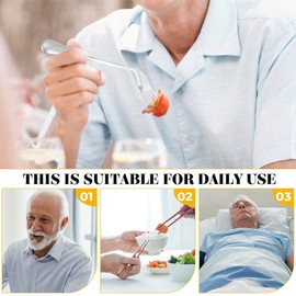 Healvian 1 Set of Curved Fork Spoons Self-Feeding Curved Utensils Stainless Steel Angled Cutlery for Eating Cutlery For Elderly Patients Disabled Table Accessories