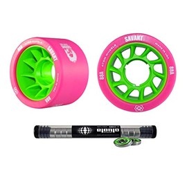 Atom Savant Skate Wheels with Bionic Bearings 8mm Full Set of 8 - Pink 88A
