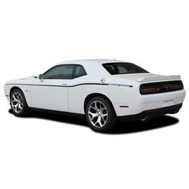 Original SXT Side Stripe : Compatible with 2015-2023 Dodge Challenger Side Stripes Door Vinyl Graphics Decal Kit (Fits Model as Shown) (53 Gloss Red – Wet Install)