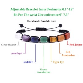 HESHPAWS Genuine 7 Chakra Adjustable Bracelets Crystal Healing Stones Bracelets Supernatural Reiki Natural Stones Bead Bracelets for Women Men (7 Chakra)