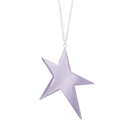 NILUXE DESIGN - Halskette Stern Aus Edelstahl - Lange Halskette Stern - Anhänger Damen Stern Mit Langer Kette In Gold Oder Silber - Großer Damenanhänger Aus Edelstahl (Silber)