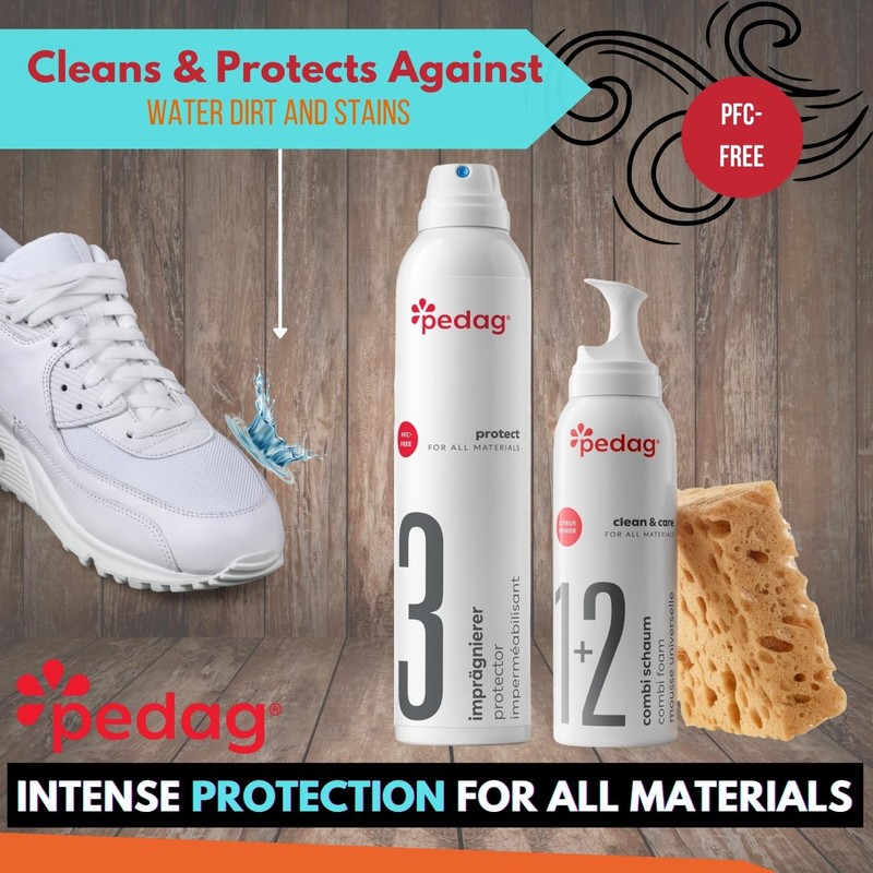 pedag Leather/Suede/Nubuck/Textile Cleaner and Conditioner with Waterproofing Kit, 250 ml/150