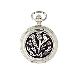 Kilts Wi Hae Scottish Three Thistle Half Hunter Quartz Pocket Watch PW114Q