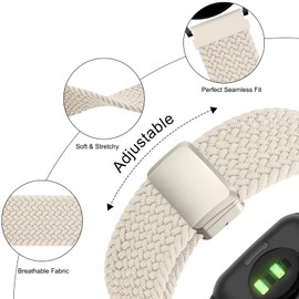 18mm Braided Band Compatible With Garmin Venu 3S / Venu 2S / Vivoactive 4S / Vivomove 3S Watch Bands, Quick Release Stretchy Magnetic Strap for Venu Sq 2/Forerunner 55/165/245/645 (Starlight)