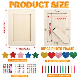 Pack of 10 Wooden Picture Frames for Painting, 20 x 15 cm, Wooden Picture Frame Set, Wooden Frame, Picture Frame for Painting, DIY Picture Frame for Children, Decoration, Wedding, Painting for