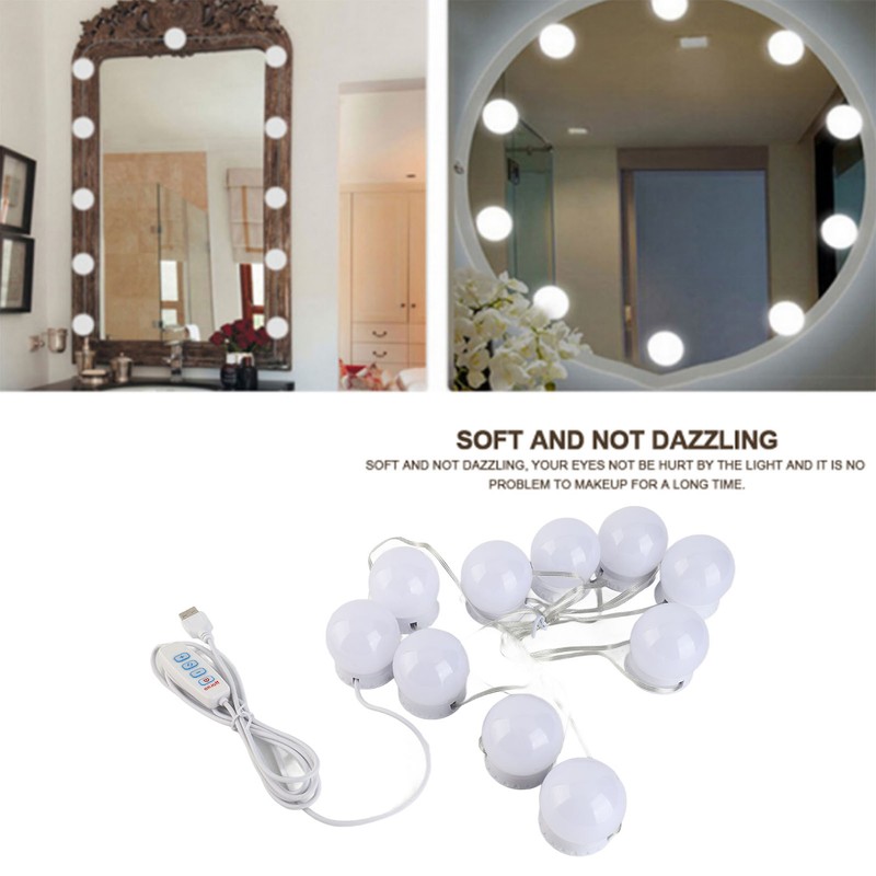 LED Makeup Mirror Lights Dimmable Bulb Warm/Cold Tones Dressing Mirror