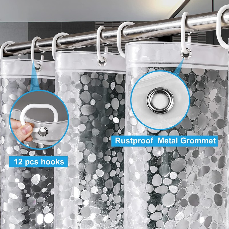 UFRIDAY Extra Long Shower Curtain Liner 72x86 Inch,EVA Plastic Waterproof