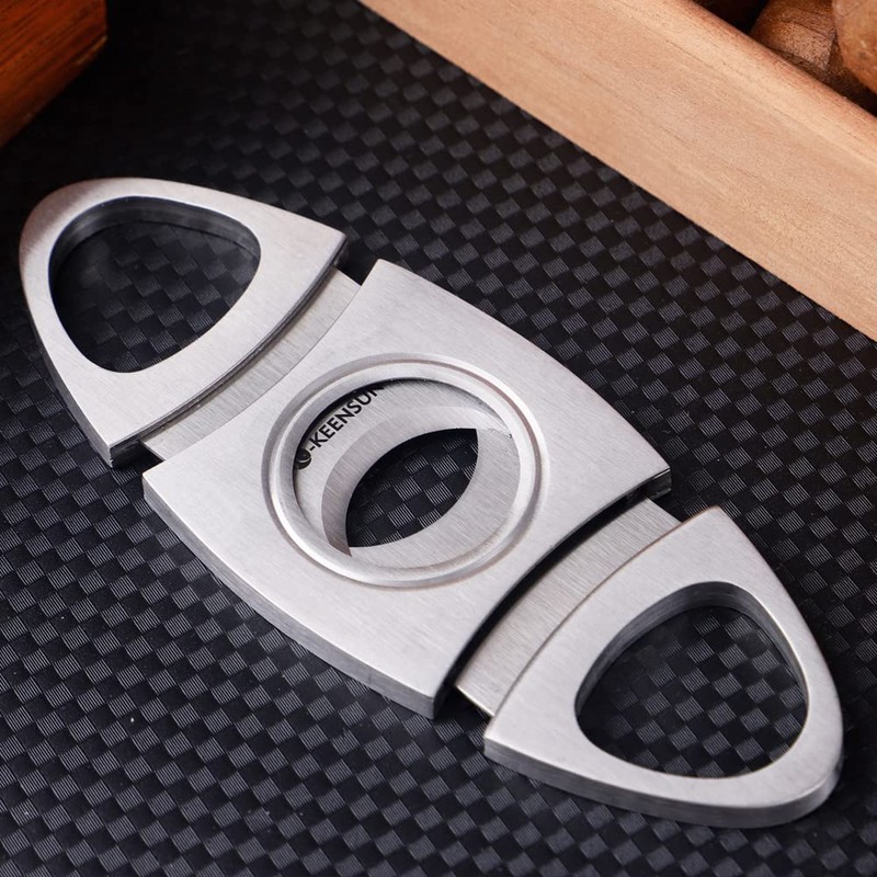 KEENSUN - Cigar Cutter, Stainless Steel Guillotine Double Blades and