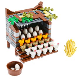 BrickBounty 203 Pcs Farm Animal Chicken Coop Building Blocks Set Compatible with Major Brands Hen-Cat-Dog-House-Plant DIY Toy Brick Building Toys Kids Boys & Girls