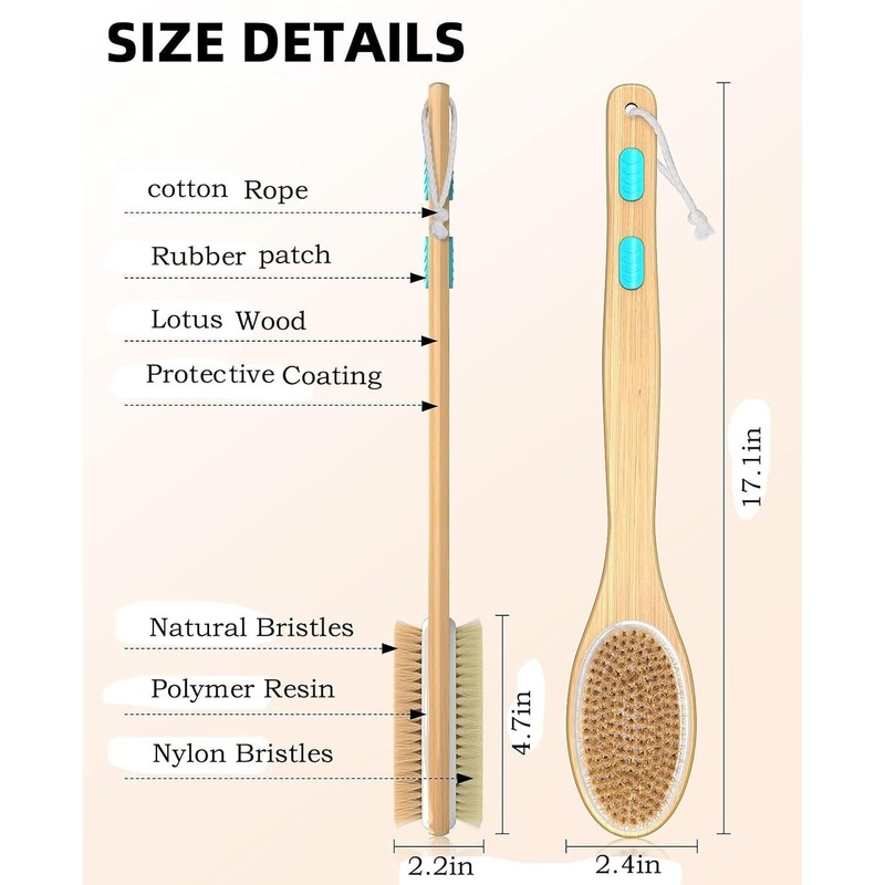 EEEKit Long Handle Bath Body Brush Dual-Sided Shower Back Scrubber