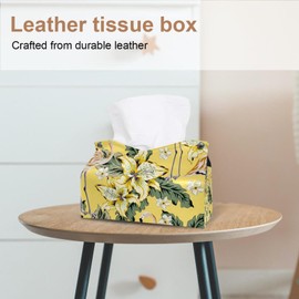 2 Pack Tissue Box Cover Holder, Palm Tree Leaves Tropic Foliage Leaf Rectangle Leather Tissue Case, Decorative Organizer for Tabletop, Bathroom, Car, Office