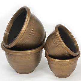 Clifford James Pack of Four Antique Bronze Effect Plastic Garden Planters