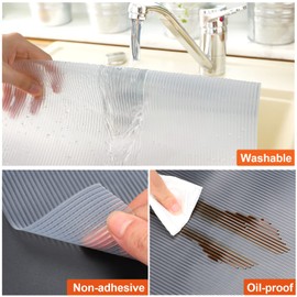 Anoak Shelf Liner Cabinet Liner, Non Adhesive Drawer Liner, Washable 20 Inch x 35 FT(420 Inch) Waterproof Durable Non-Slip Shelf Liner for Kitchen, Drawer, Refrigerator Stripe Clear