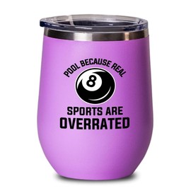 Billiard Pink Edition Wine Tumbler 12oz - Because real sports - Pool Player Gifts Table Rail Balls Chalk Cue Sticks