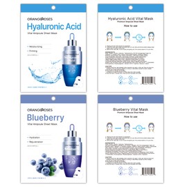 OBS lab 【 Orangeroses 】 30 Pcs Combo Pack Vital Ampoule Sheet Mask, Korean Facial Skincare Sheet | Simple & Effective Skincare Routine | Moisturization | Wrinkle Care | Brightening