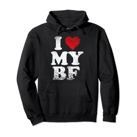 I Love My Boyfriend I Heart my BF Vintage Red Heart Design Pullover Hoodie