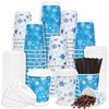 FULJOOY 100 Count Snowflake Paper Cups 12 oz Disposable Beverage