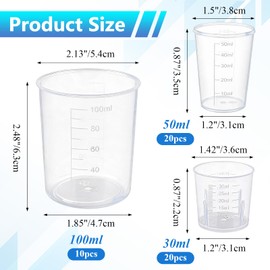Plastic Measuring Cups, 30ml 50ml 100ml Resin Epoxy Mixing Cups, 50 Pcs