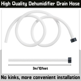 Conderyang Dehumidifier Drain Hose 3/4 Inches FHT Connection with Rust-Resistant PE Connectors Cuttable Drainage Pipe Replacement Hose for Most Brand of Dehumidifiers, 10 Feet White