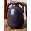 Decorative Stoneware Vase, Double Handles, Purple, 12 cm Height, Antique
