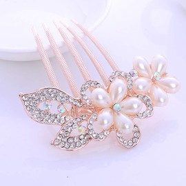 Magik Women Bride Hairpin Hair Side Comb Clip Floral Head Piece Crystal Flower Hair Pins (#D Daisy)