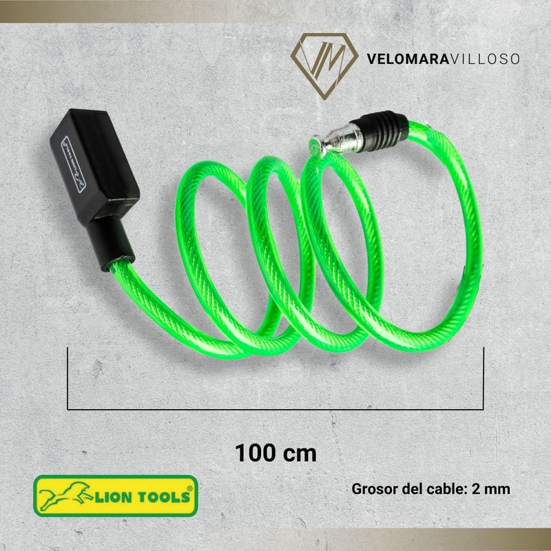 LION TOOLS Candado Para Bicicleta Espiral Cadena Cable De Llave