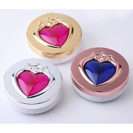 DDJYP 2 Pcs Heart Contact Lens Case Travel Kit, Cute Portable Contact Lens Box Holder Soak Storage Container with Mirror Bottle Tweezers Stick Remover Tool(Random 2 Styles)