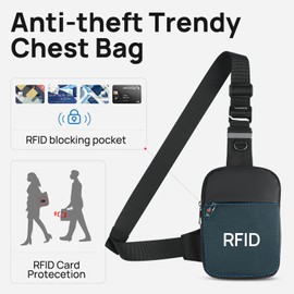 BROADREAM Small Sling Bag Cross Body Chest Shoulder Bag for Men Women - FRID Blocking Pocket and Adjustable Straps Crossbody Bag, Water Resistant Bum Bags for Runner Workout Hiking Cycling Travelling