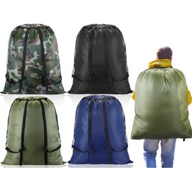Silkfly Extra Large Laundry Bag Backpack 27 x 34" Travel Laundry Bag with Shoulder Straps Drawstring Closure Laundry Sack Sturdy Heavy Duty Basket Backpack for Dorm College Room, 4 Colors (4 Pcs)