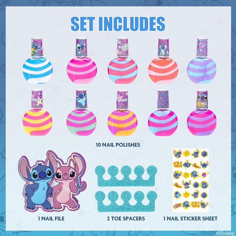 Stitch Esmalte Swirl 10 pzas al Agua Fácil de Quitar