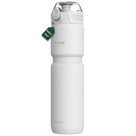 MYFOREST 24oz/700ml Insulated Cycling Water Bottle, Surgical Steel 18/10, Fits Most Bike Cages, Gulp/Sip 2-in-1, Dishwasher-Safe, Anti-Scratch (Matte White)