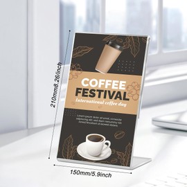 WIYETY Pack of 5 A5 Acrylic Table Stands L Stand Transparent Advertising Stands Brochure Stand Menu Card Holder for Restaurants, Office, Promotions, Counter