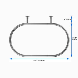 Oval Shower Curtain Rod, 43.3" x 25.5" Hoop Shape Aluminum Alloy Bathroom Shower Curtain Rod for Clawfoot & Free Standing Tubs (Silver)