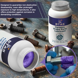 BTAS Silicone Brake Grease Lubricant for Brake Caliper Pad Pin Parts Lube, Synthetic Ceramic Brake Grease with Brush 8 oz